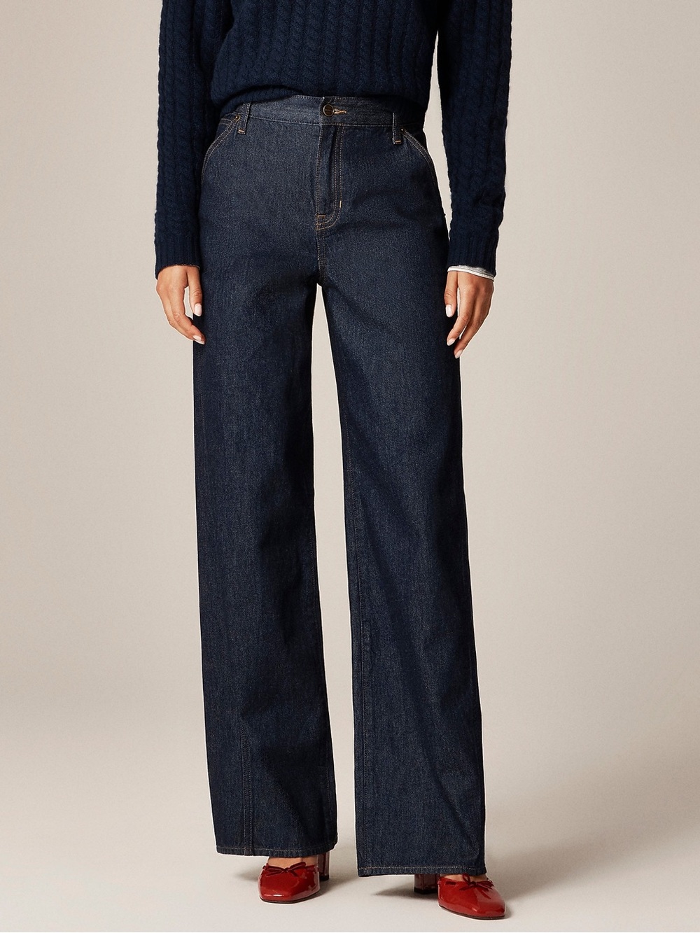 JCrew Utility Low Rise Wide Leg Jean in Rinse Wash Denim Size 26 $168 CP317